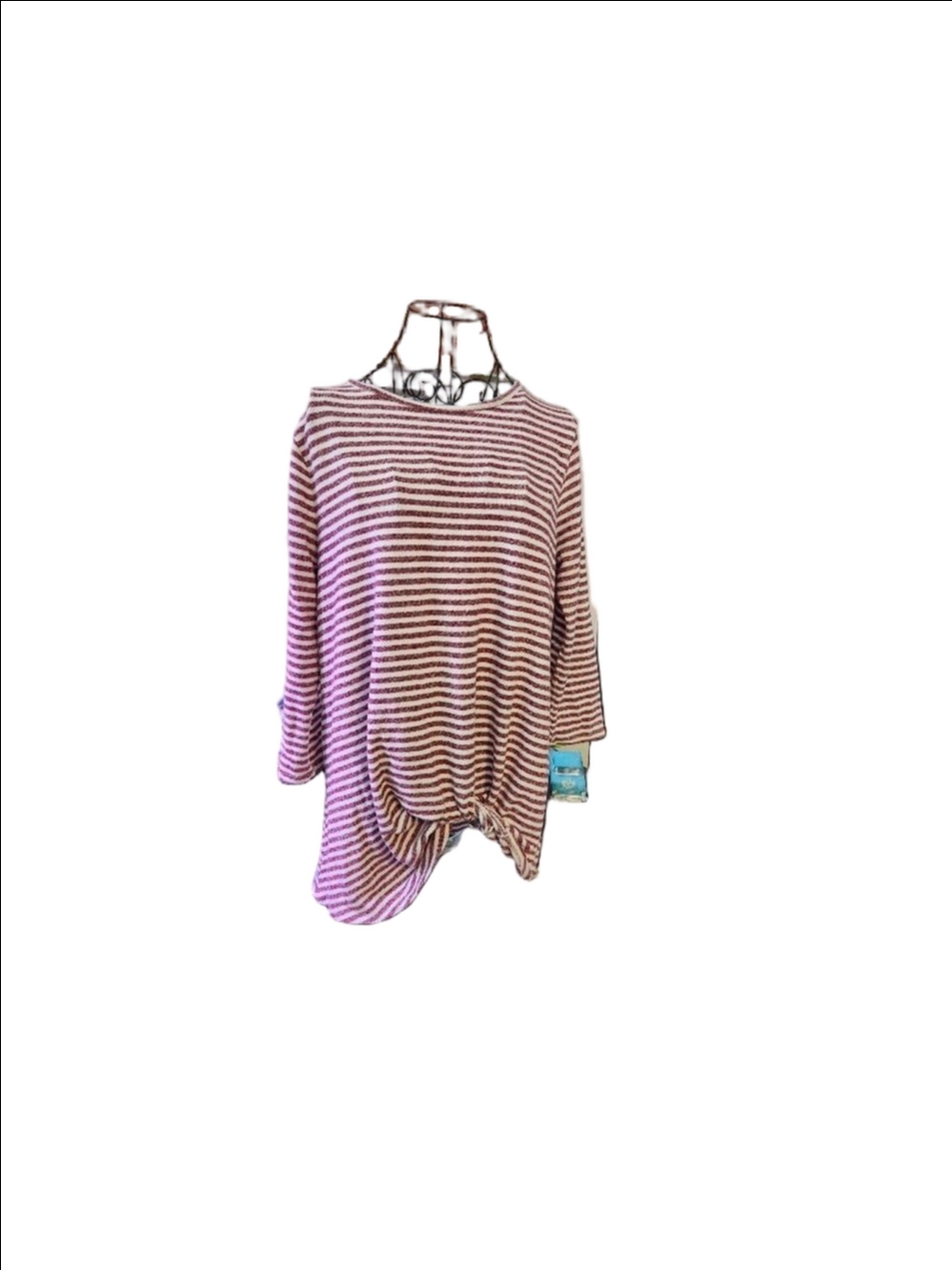 Thyme + Honey Top Women's Size Medium Red and White Striped